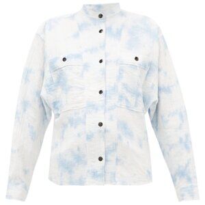 Isabel Marant Etoile Blue/White Mandarin Collar Long Sleeve Top Size 36 US 4